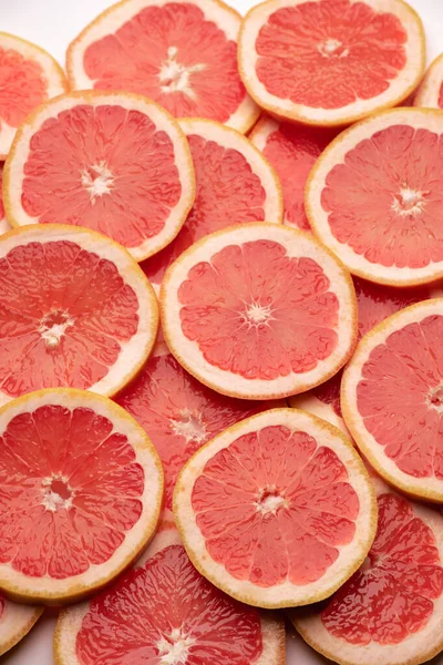 Naar Beneden Achtergrond Weergave Gemaakt Van Verse Gesneden Biologische Grapefruit — Stockfoto
