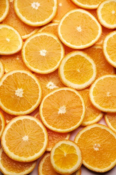Naar Beneden Achtergrond Weergave Gemaakt Van Verse Gesneden Biologische Sinaasappels — Stockfoto