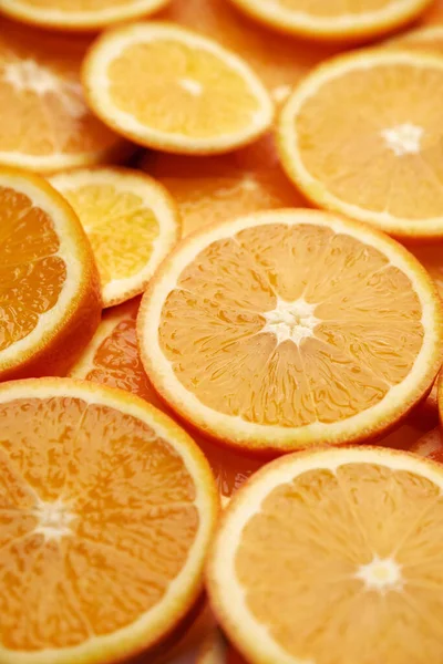 Vista Fondo Arriba Hacia Abajo Hecha Naranjas Orgánicas Frescas Rodajas —  Fotos de Stock