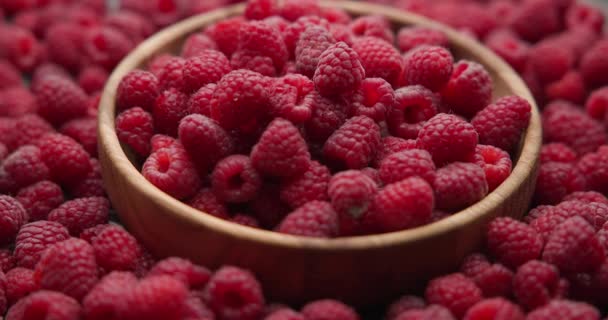 Sănătos Organic Proaspăt Fructe Suculente Zmeură Berrie Macro Fundal — Videoclip de stoc