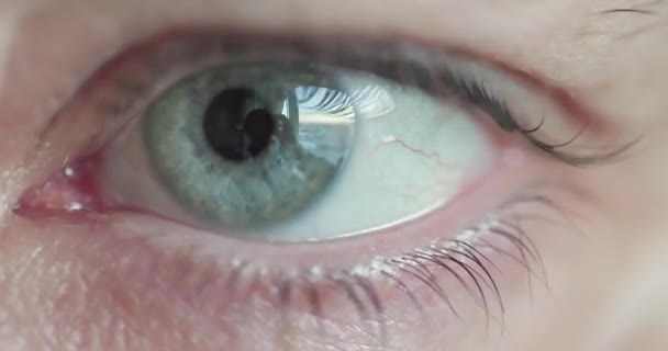 Nahaufnahme Der Makro Tiefenschärfe Des Menschlichen Männlichen Auges Dci — Stockvideo