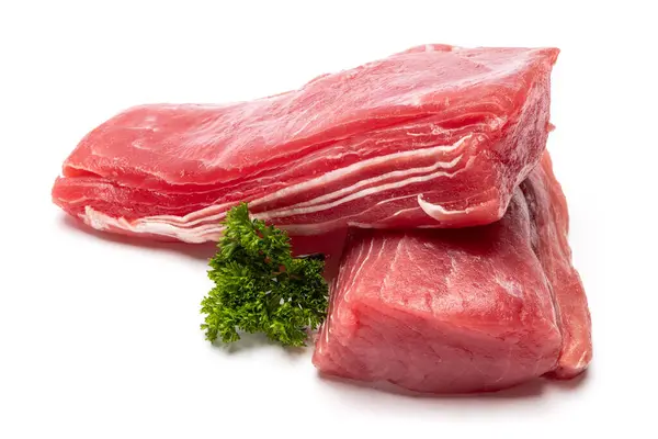 Thon Frais Steak Poisson Isolé Sur Fond Blanc — Photo