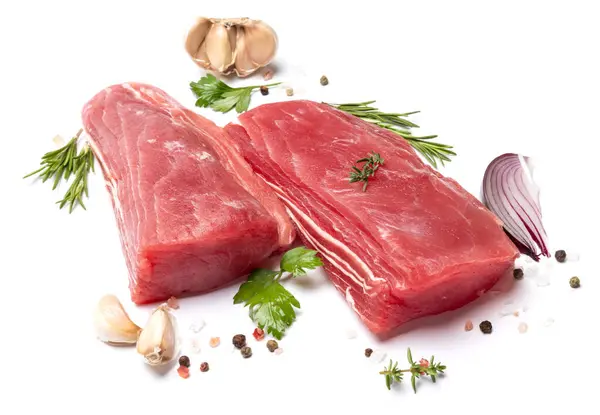 Taze Ton Balığı Bifteği Beyaz Arka Planda Izole Edilmiş — Stok fotoğraf