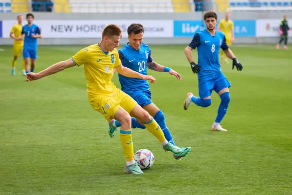 Ucraina Azerbaigian Squadre Stanno Giocando Una Partita Calcio Qualificatori Europei Foto Stock