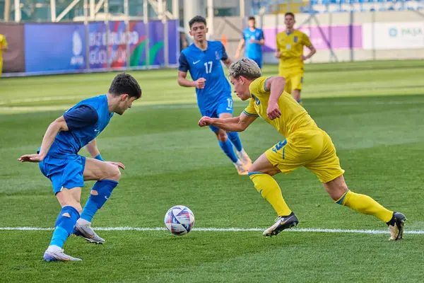 Ucraina Azerbaigian Squadre Stanno Giocando Una Partita Calcio Qualificatori Europei Immagini Stock Royalty Free