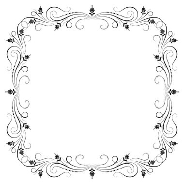 Dekoratif çiçek çerçevesi. Beyaz arkaplanda izole edilmiş geçmişe dönük çiçek ve yapraklarla süsleme.