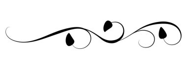 Yaprakları ve soyut çizgileri olan çiçek süsü. Dekorasyon ve tebrik kartı tasarımı için zarif dekoratif öge