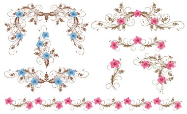 Dekoratif çiçek süslerini kenar, köşe süsü ve sapkınlıkla ayarla