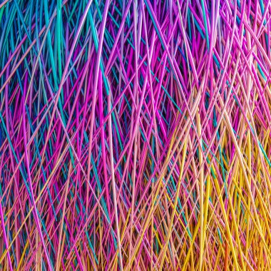 Yanardöner renkli iplikler sarmaş dolaş. 3d hazırlayıcı
