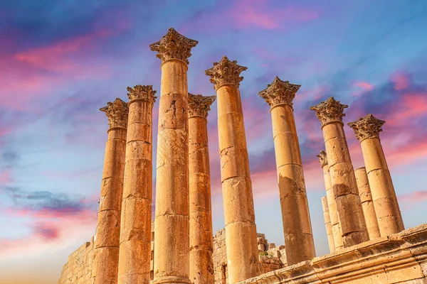 Kolommen Oude Stad Jerash Jordanië — Stockfoto