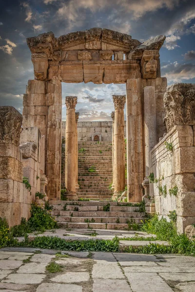 Ruines Portail Dans Ancienne Ville Jerash Jordanie — Photo