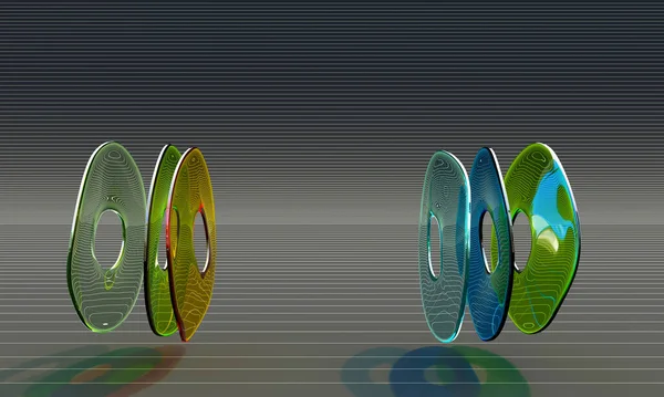 縞模様の背景にガラスのリング 3Dレンダリング — ストック写真