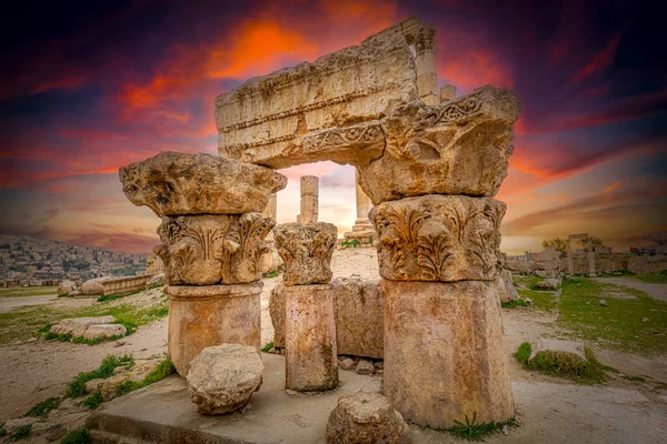 Ruïnes Amman Citadel Jordan Bij Zonsondergang — Stockfoto