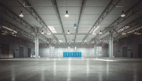 Empty Warehouse Concrete Floor Render — Stock Photo, Image