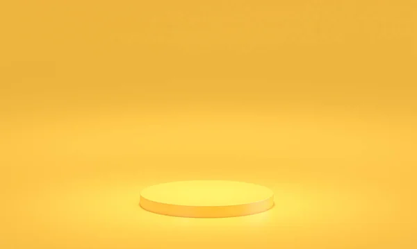 Жовтий Плоский Циліндричний Круглий Подіум Візуалізація — стокове фото