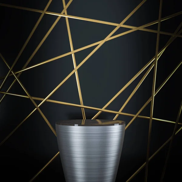 Conical Steel Podium Dark Gold Background Rendered — Stock Photo, Image