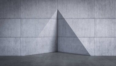 abstract concrete architecture with triangular niche. 3d render