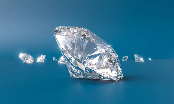 Diamonds Blue Background Render — Foto de Stock