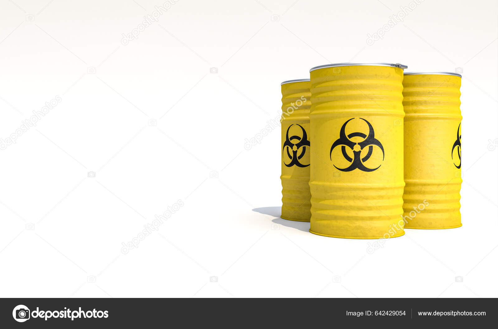Yellow Bins Bacteriological Warning Sign White Background Render Stock