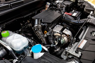 medium hybrid car engine background