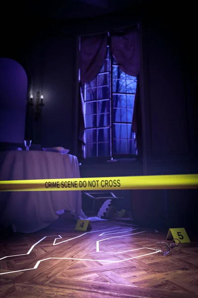 Crime Scene Traditional House Render — Stockfoto