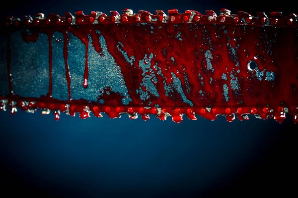 Chainsaw Stained Blood Dark Background — Stockfoto