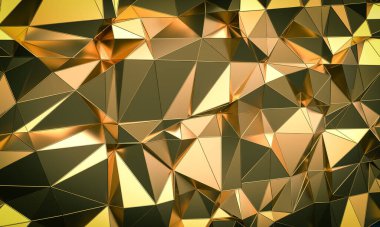 3d üçgen geometrik desenli altın arkaplan