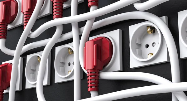 Plugs Plugged Wall Sockets Render — Stock Photo, Image