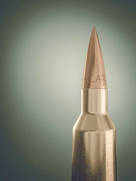 Dettaglio Proiettile Fucile Con Iscrizione Acab Rendering — Foto Stock