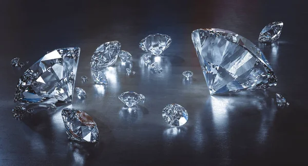 Renderização Diamantes Fundo Concreto — Fotografia de Stock