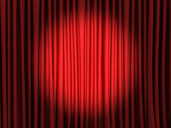 真ん中の赤いカーテンスポットライト 3Dレンダリング — ストック写真