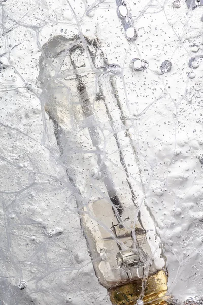 Uzun Ampul Buz Arkaplanına Sıkışmış — Stok fotoğraf