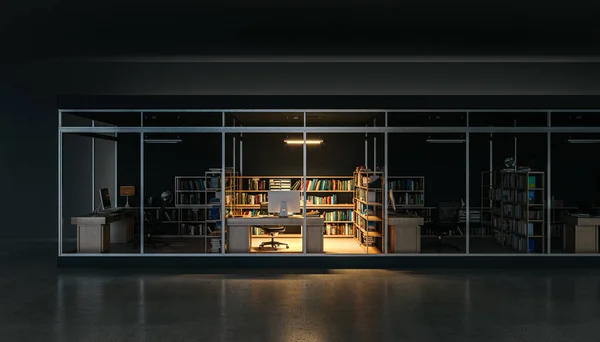 Darstellung Eines Beleuchteten Büros — Stockfoto
