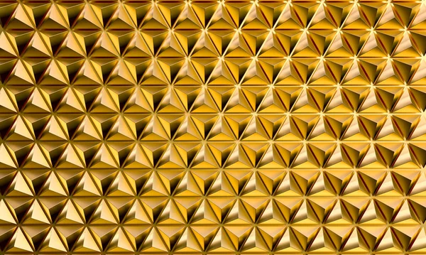 Gold Metal Triangular Geometric Render Background — Stock Photo, Image