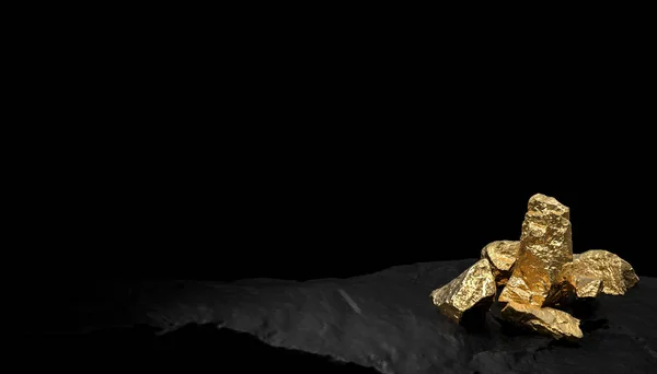 Чорний Фон Золоті Камені Рендеринг — стокове фото