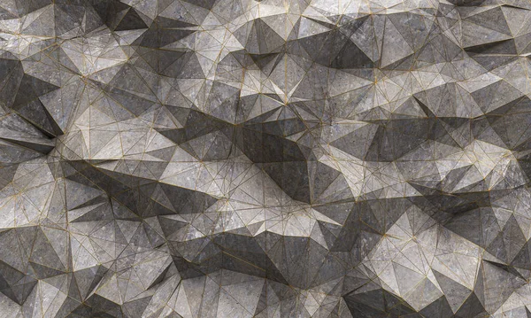 Візуалізація Багатокутного Геометричного Фону Бетоні Золотому Металі — стокове фото