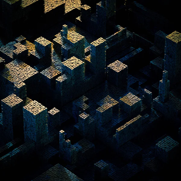 Abstracte Weergave Achtergrond Met Kubieke Geometrische Vormen — Stockfoto