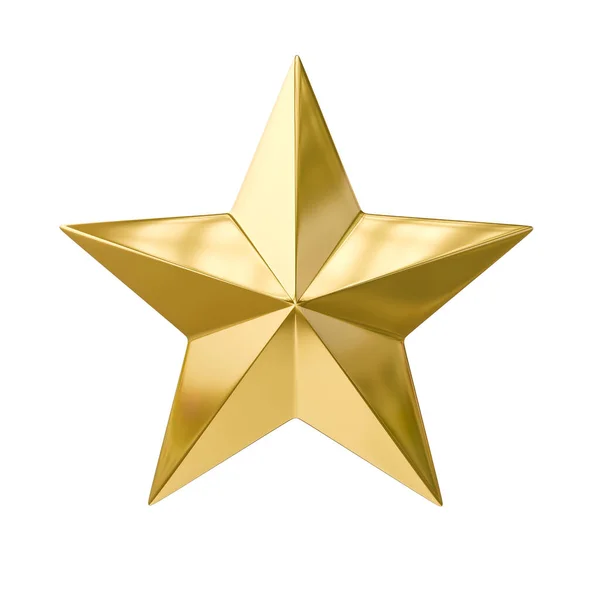 Renderizado Estrela Ouro Isolado Branco — Fotografia de Stock