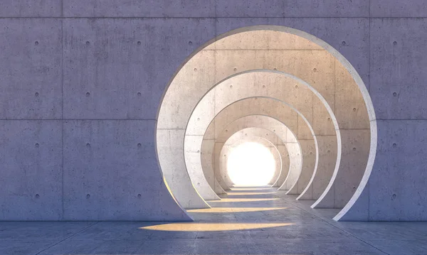 コンクリートの壁と円形の開口部を持つ構造 3Dレンダリング — ストック写真