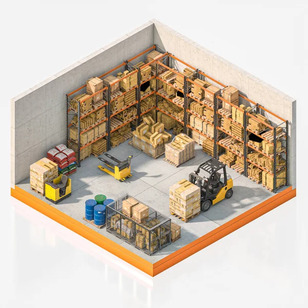 Isometric Render Model Industrial Warehouse — Stock Photo, Image