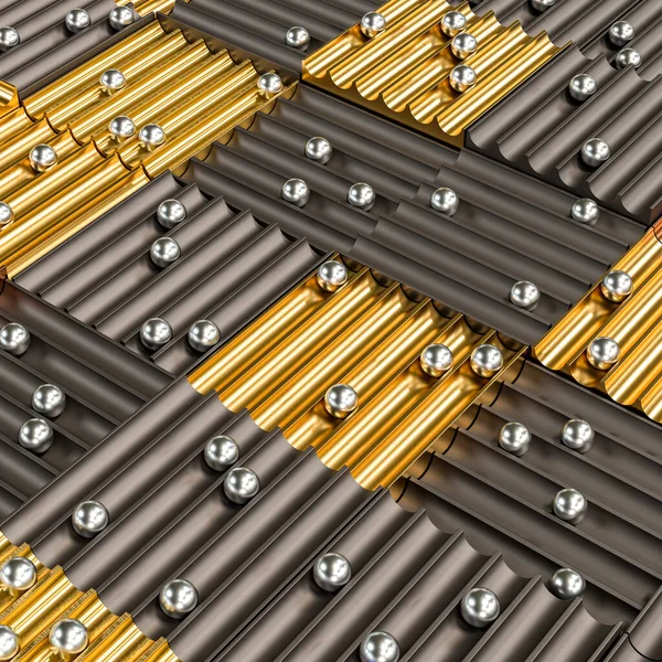 Renderingssfärer Metall Och Regelbundna Geometriska Vågformer — Stockfoto