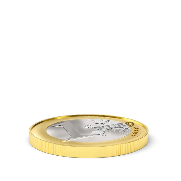 Евро Монета Белом Фоне Рендеринг — стоковое фото