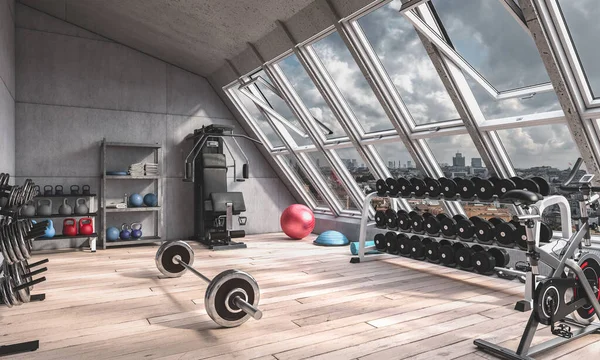 Modern Home Interior Personal Gym Render — Stock Photo, Image