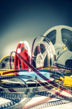 Sinema filmi ve Bonine Super 8 vintage arka planının ayrıntıları