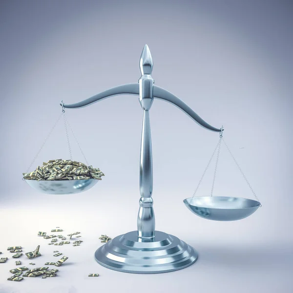 Illustration Steel Scales Justice Bundles Dollars Money — Stock Photo, Image