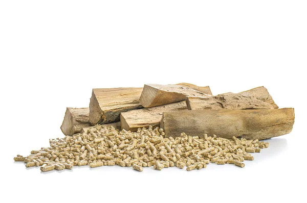 Wood Pellets Beech Logs White — Stock Photo, Image