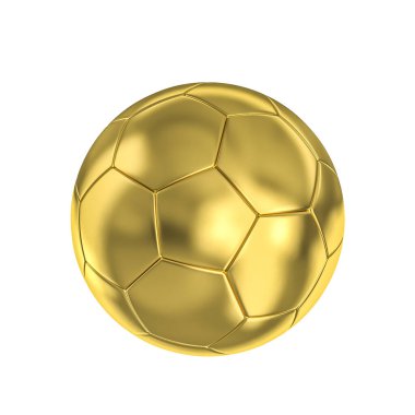 Beyazın üzerinde izole edilmiş altın futbol topu. 3d hazırlayıcı