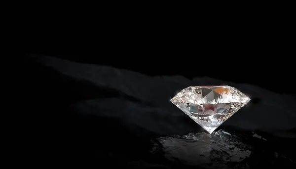 Třpytivý Diamant Tmavé Skále Vykreslení — Stock fotografie
