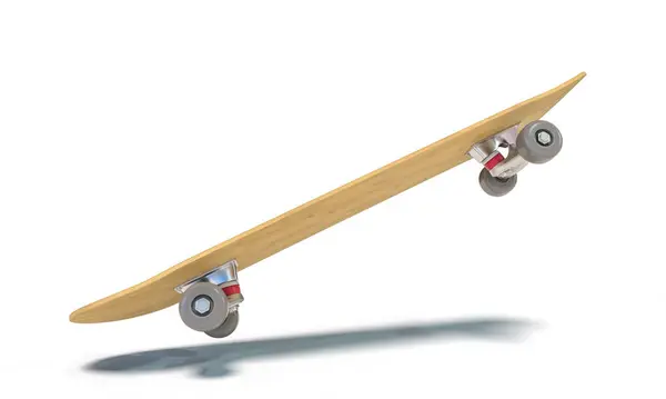 Κλασικό Skateboard Λευκό Φόντο Στο Άλμα Απόδοση — Φωτογραφία Αρχείου