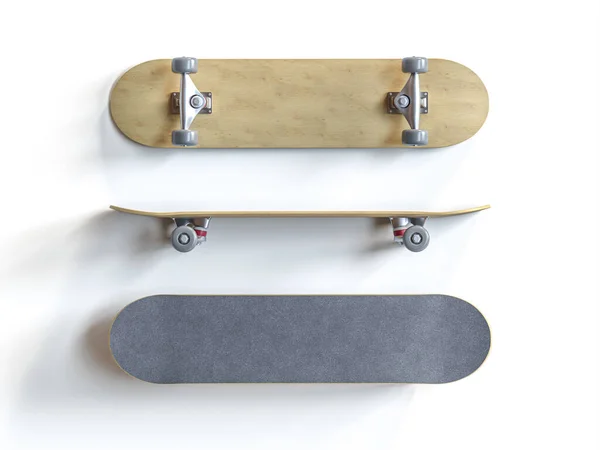 Classic Skateboard White Background Various Top Views Render — Stock Photo, Image